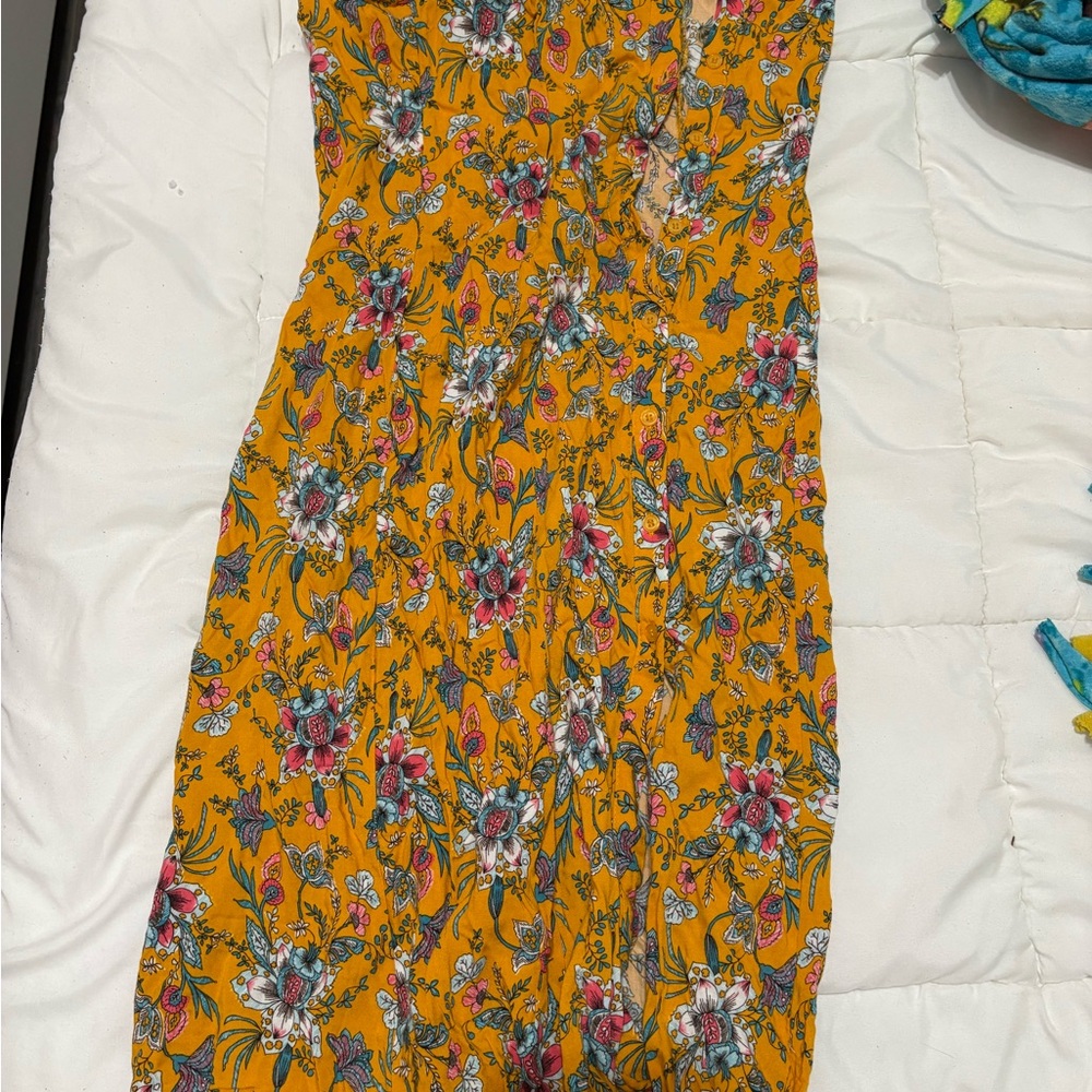 Forever 21 Yellow Floral Midi Dress